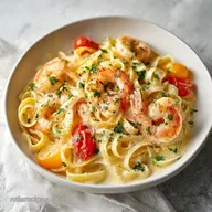 Shrimp Scampi Garlic Cream Pasta in 25 Minutes