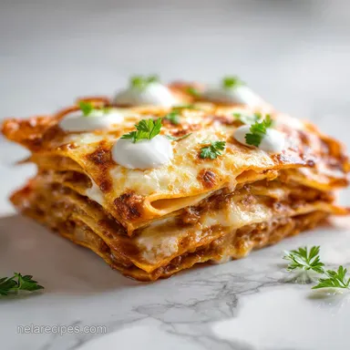 Cheesy Baked Taco Lasagna for 8 Servings Recipe Card