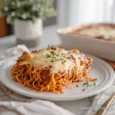 Cream Cheese Baked Spaghetti Casserole for 8 Servings Recipe Card
