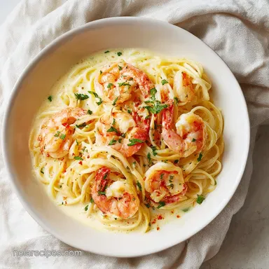 Shrimp Scampi Garlic Cream Pasta in 25 Minutes Recipe Card