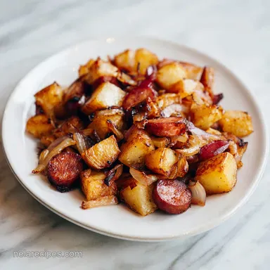 Fried Potatoes and Sausage with Smoked Polish Sausage: Crispy Recipe Card
