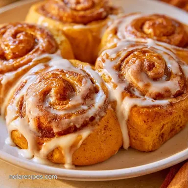 Pumpkin Cinnamon Rolls with Powdered Sugar Recipe Card