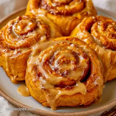 Pumpkin Cinnamon Rolls with Coffee Icing Recipe Card