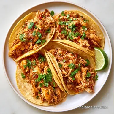 Slow Cooker Chicken Tacos for 8 Servings Recipe Card