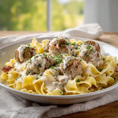 Swedish Meatball Pasta Bake in 45 Minutes: Creamy and Baked Recipe Card
