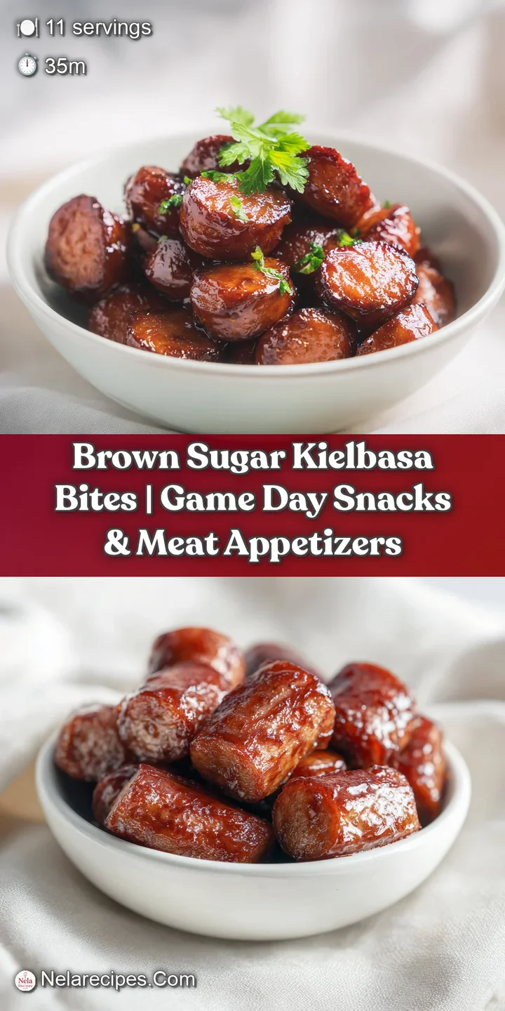 Close-up of perfectly seared kielbasa chunks, coated in sticky brown sugar, showcasing a delightful char.