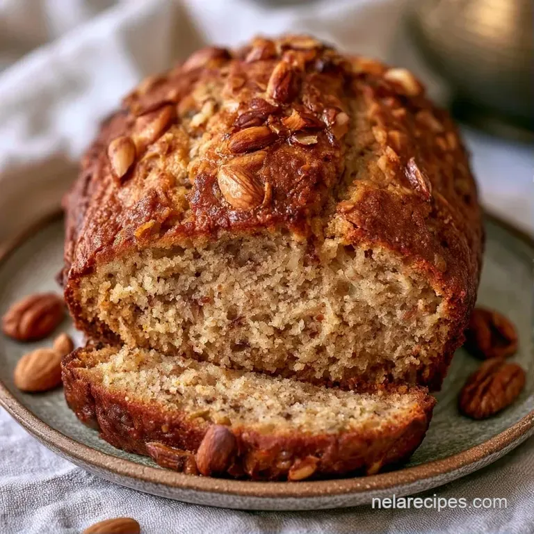 A thick slice of moist, golden cake on a white ceramic plate with a melting pat of butter and a drizzle of honey.