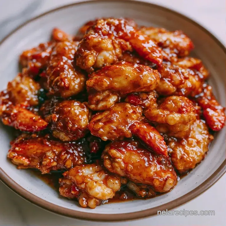 Glazed crab and vibrant green vegetables piled high in a white bowl, topped with sliced scallions and sesame seeds.