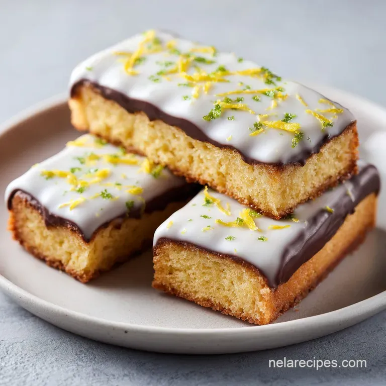 A single buttery yellow square bar on a matte plate, garnished with a fresh mint leaf and a thin lemon slice.