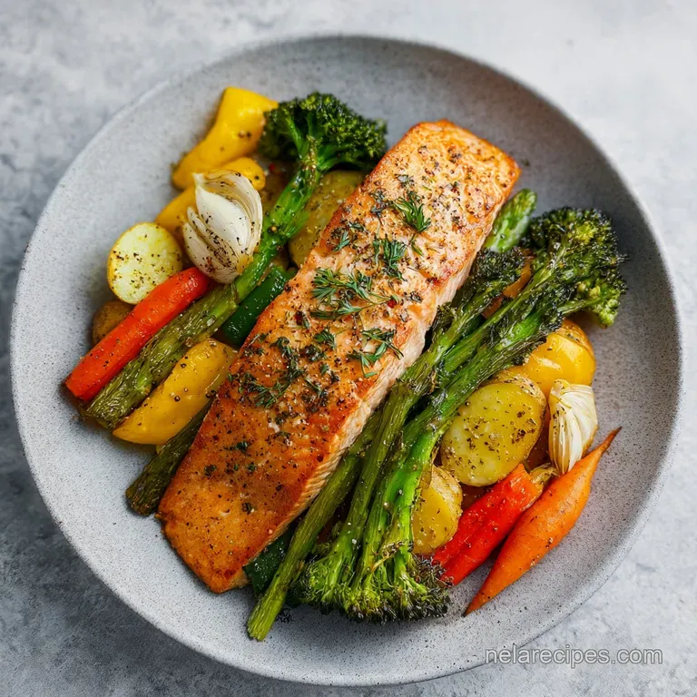 Simple One Pan Baked Salmon and Veggies