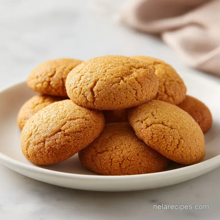 A neat stack of golden cookies on a white ceramic plate, paired with a glass of cold milk and a linen napkin.