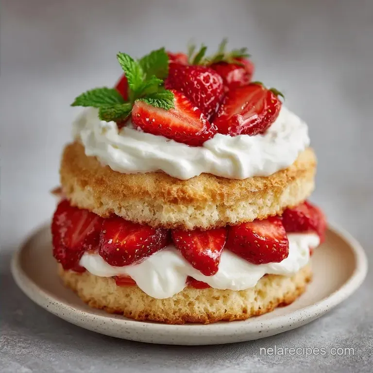 Traditional Strawberry Shortcake Dessert: Golden and Fluffy
